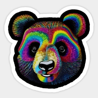 Trippy Colorful Panda Drawing - Psychedelic Art Print Sticker